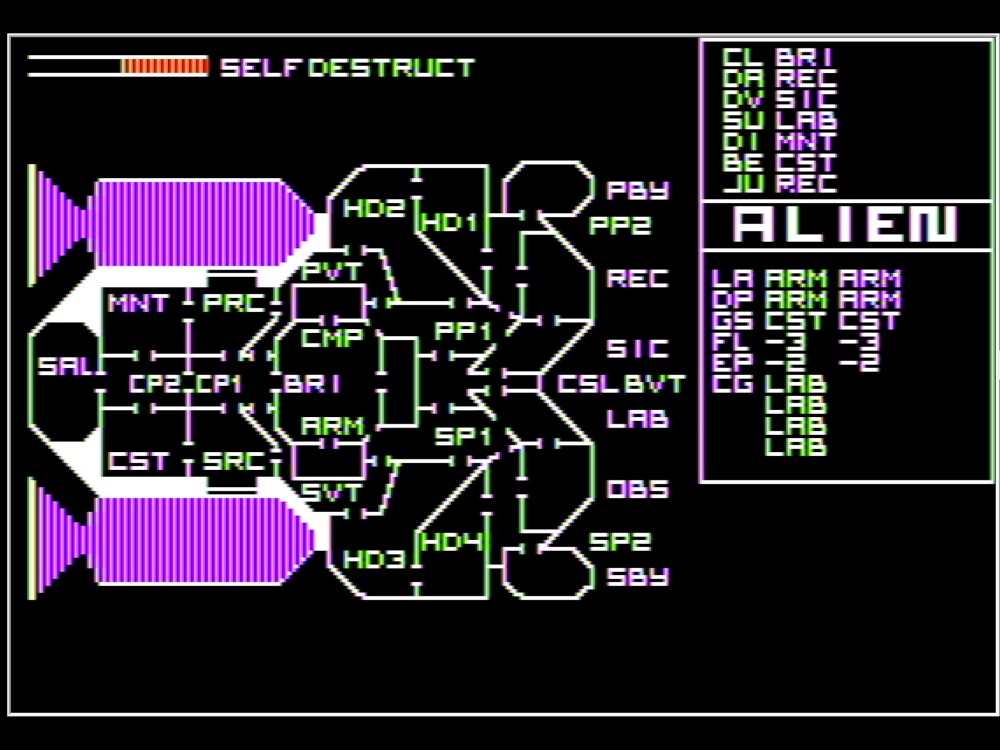 Gameplay of Alien for Apple II