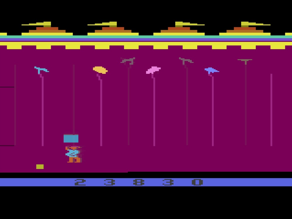 Gameplay of Dishaster for Atari 2600