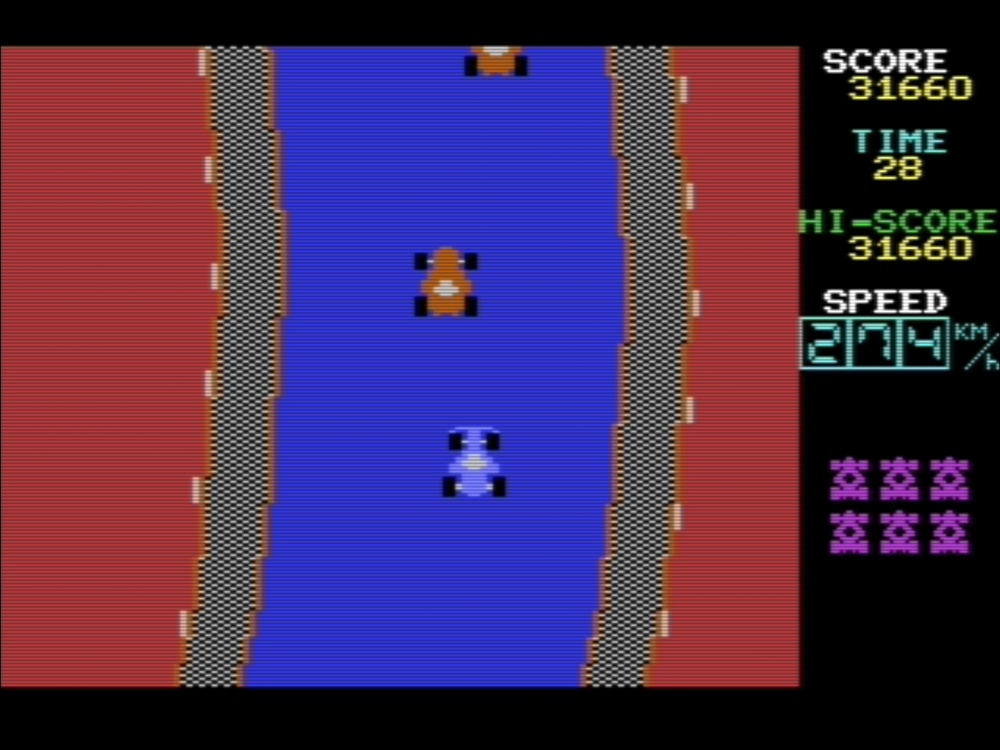 Gameplay of Lemans for Commodore 64