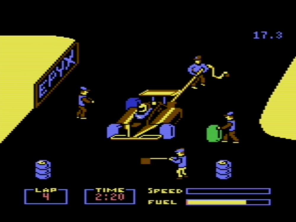 Gameplay of Pitstop for Commodore 64