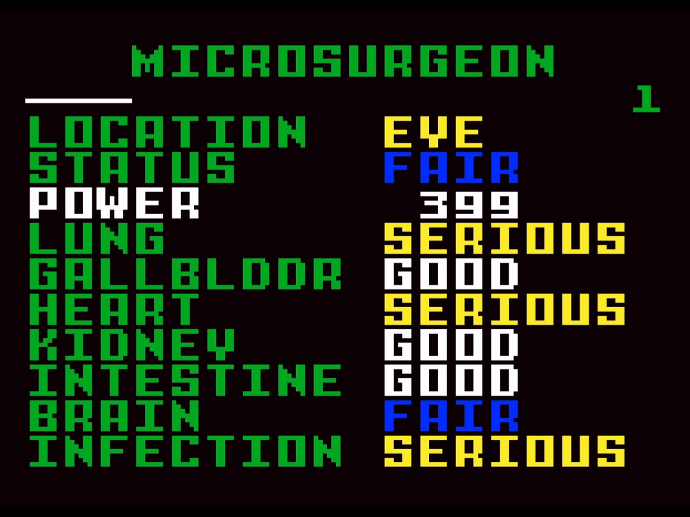 Gameplay of Microsurgeon for Intellivision